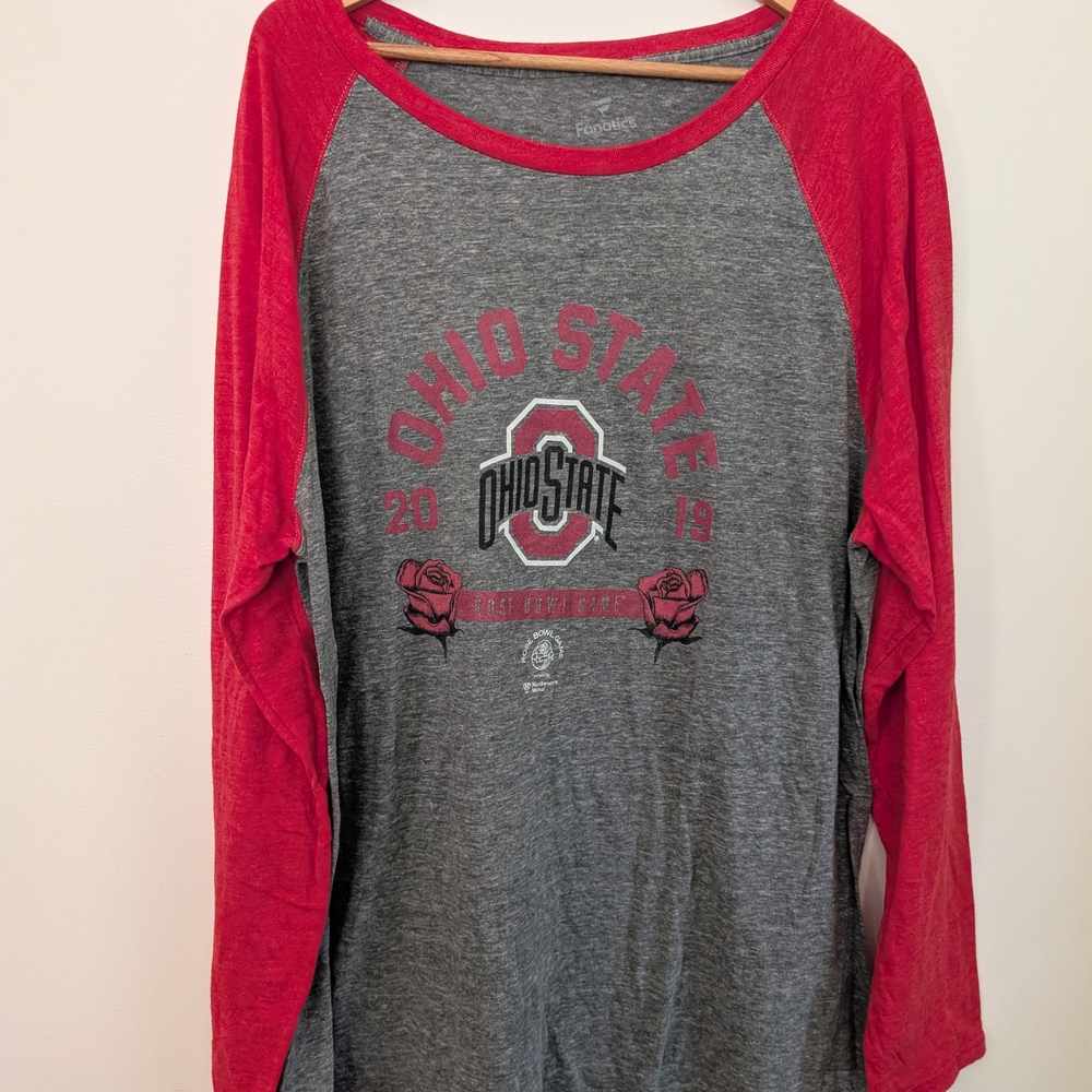 Fanatics Red and Gray Ohio State Long Sleeve Tee